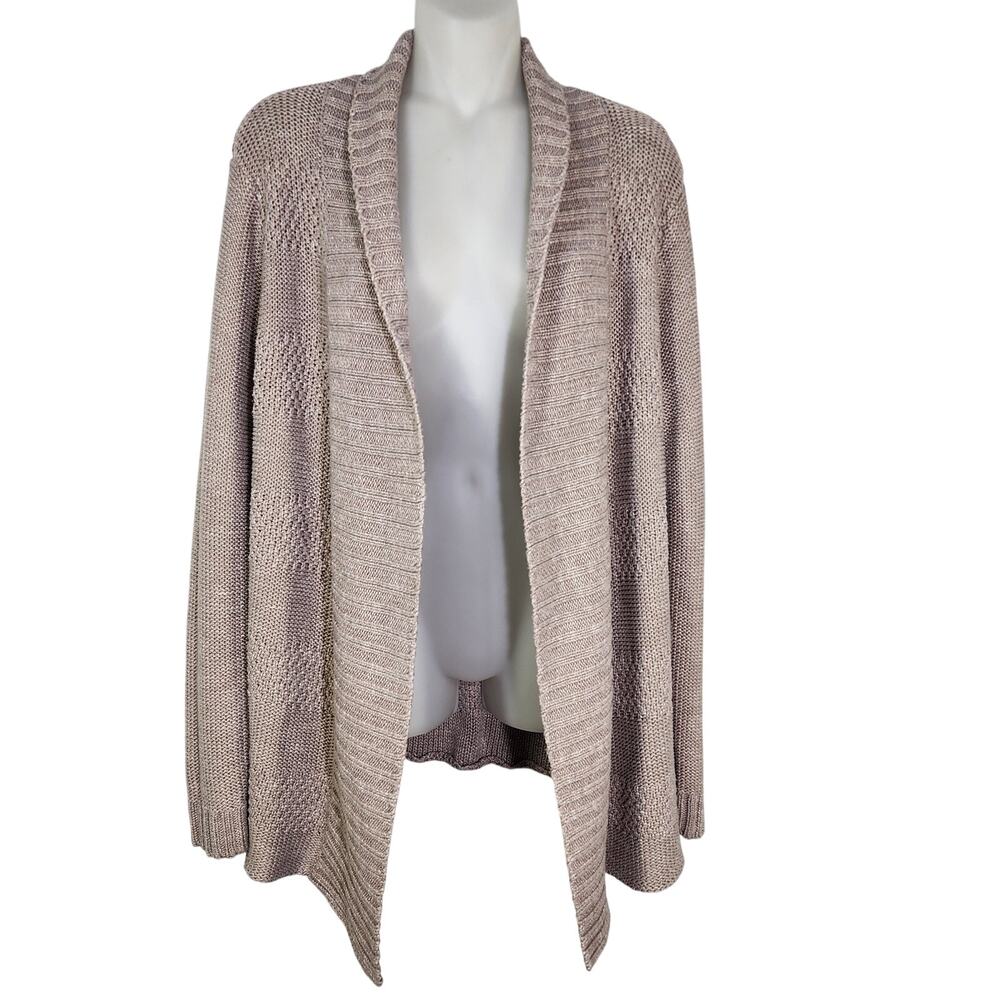 Honey Punch Cardigan Sweater Women's Medium Taupe Beige Open Shawl Collar Knit